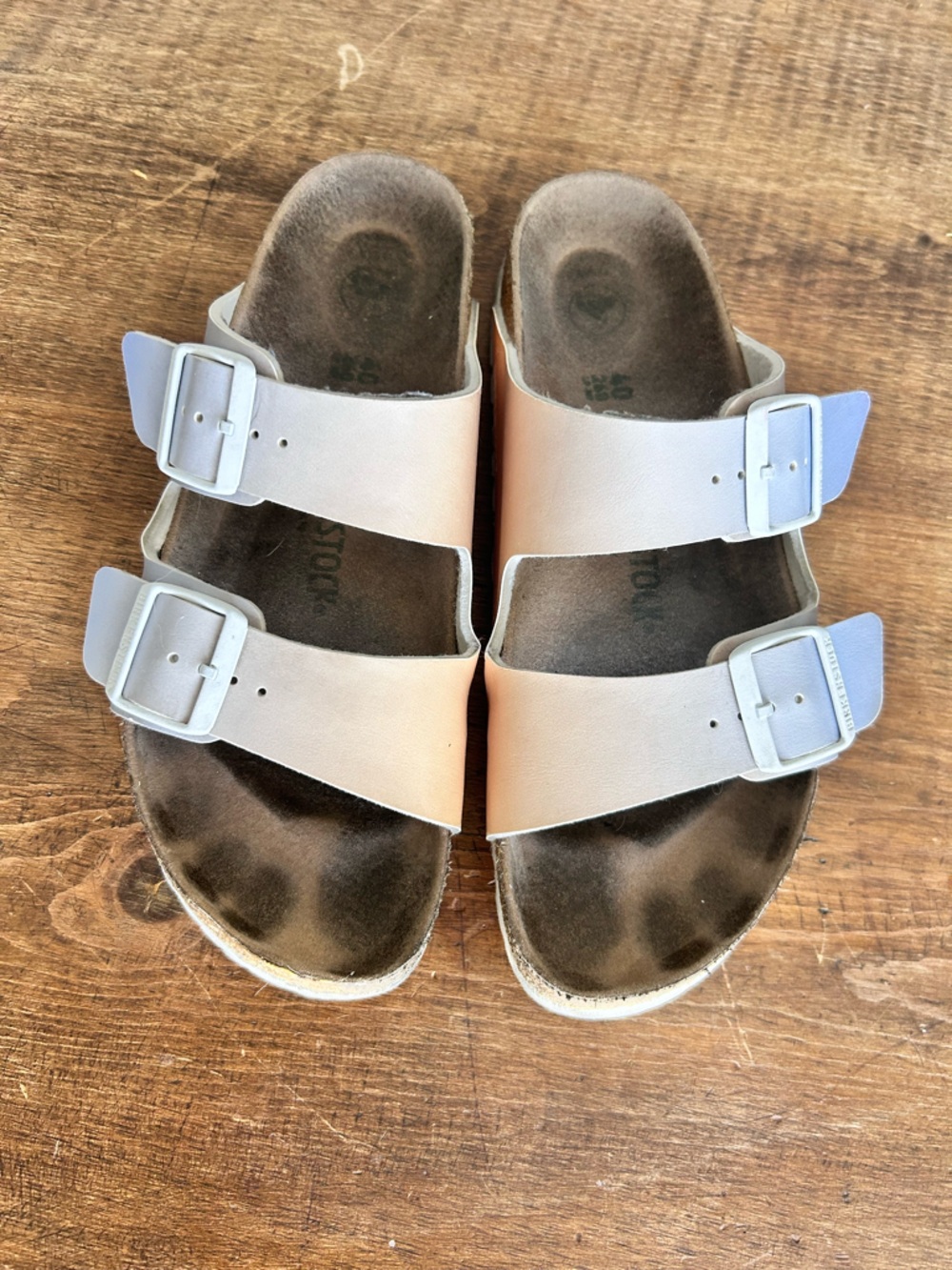 BIRKENSTOCK ARIZONA VEGAN OMBRE PURPLE FOG/APRICOT SANDAL